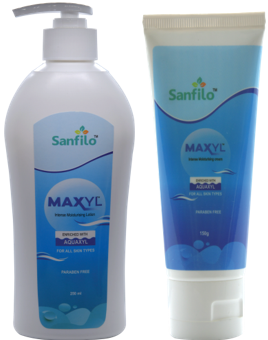 MAXYL LOTION & MAXYL CREAM New generation intensive moisturizer with new 3D hydrating Aquaxyl, 3 butters & Squalane.Optimizes water circulation in all skin layers for smooth softer & supple in 24 Hrs.